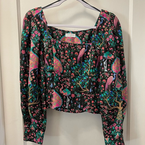 Sandro Ivea Silk Floral Top with puffy sleeves | Size Small - Picture 3 of 14